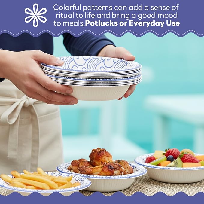 30 Count Large Paper Bowls 16 Oz Bowls Disposable Heavy Duty Microwave & - Image 6