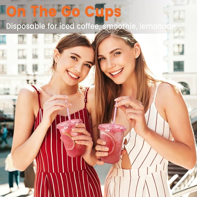 50 Sets - 16oz Pink Plastic Cups - Image 5