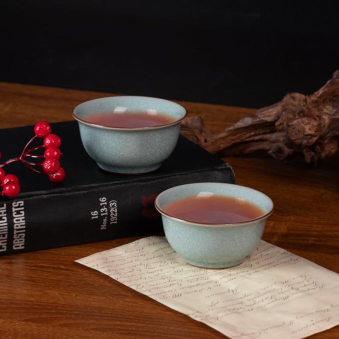 KAMMAK Japanese Tea Cups, 2 Oz Small Handmade Ceramic Teacups, Loose Leaf and - Image 5