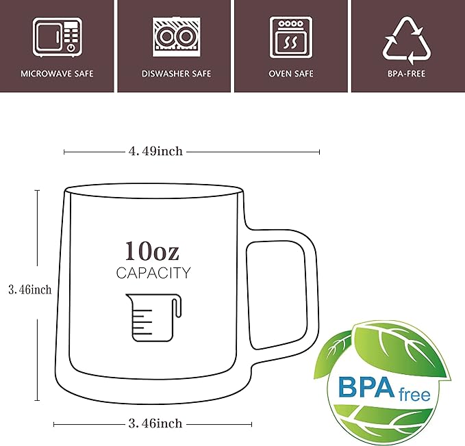 CNGLASS 10oz Glass Coffee Mugs, Double Wall Insulated Glass Mugs - Image 2