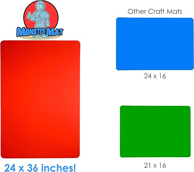 MonsterMat 36x24 Inch Extra Large Silicone Table Protector Craft Mat for Painting, Clay, Projects, Arts and Crafts, Soldering and Resin. Easy Clean Up and Storage. Largest Mat Available. (White)