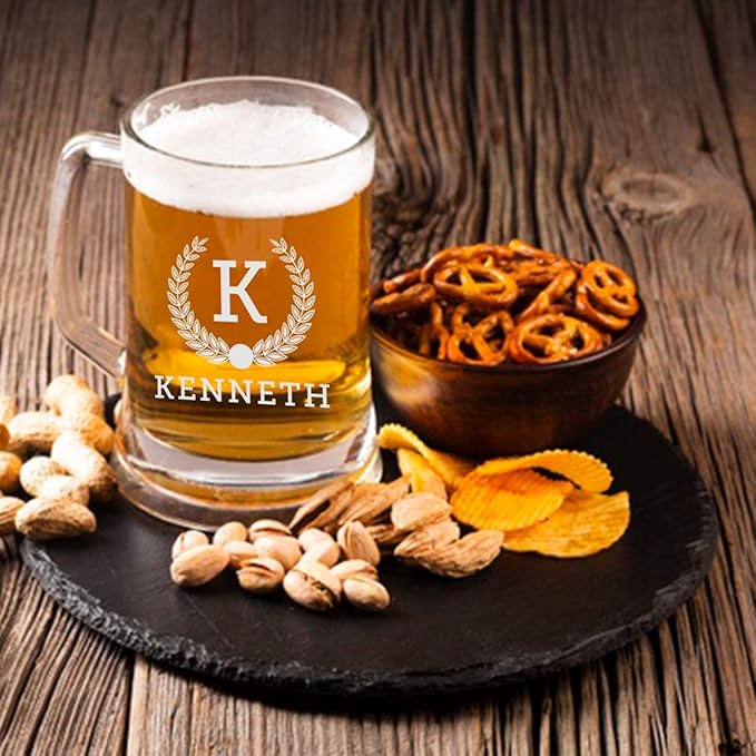 Custom Gifts for Men - Etched Beer Mugs Personalized Man Cave Bar Gifts for Husband, Boyfriend, Dad - Valentine's, Housewarming, Anniversary.