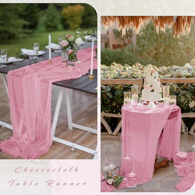 Cheesecloth Table Runner 10FT Dusty Rose Runner - Image 5