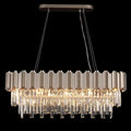 L35.4 Linear Modern Crystal Chandeliers Luxury Nickel Rectangle Chandelier for Dining Room Contemporary Oval Raindrop Pendant Ceiling Light Fixture for Kitchen Island Entryway Foyer 10 Lights