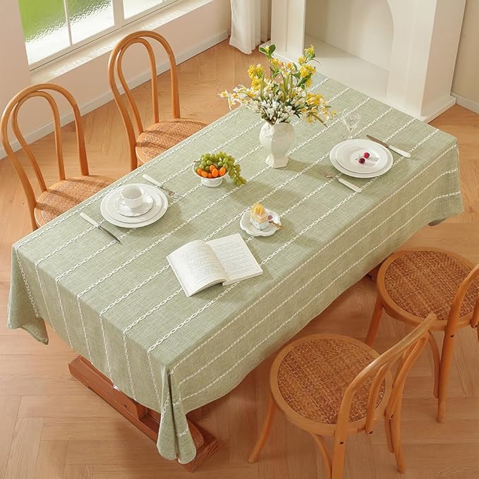 Zobesta Square Tablecloth Sage Green 53 x 53 Inch, Cotton Green Table Cloths Square, Washable Farmhouse Boho Tablecloths for Party, Holiday, Picnic, Dining, Outdoor,Fall