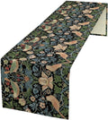 Vintage William Morris Floral Table Runner, Flowers Blue Botanical Printed by Yearn+Jear