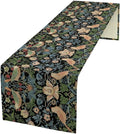 Vintage William Morris Floral Table Runner, Flowers Blue Botanical Printed by Yearn+Jear