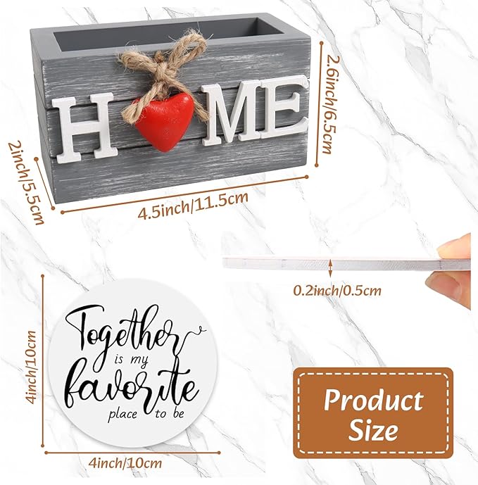 Housewarming Gifts for Home Christmas Coasters Gifts for New Home Decoration Wooden Heart Coasters for Drinks 6 Set Funny Farmhouse Coaster with Holder for Housewarming (White)