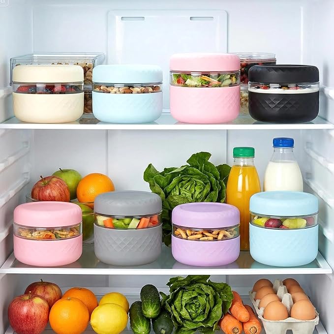 4 Pack 16 oz Glass Lunch Bowl Containers with Lids | Leak & Spill Proof, BPA-Free, Microwave & Dishwasher Safe, Airtight Meal Prep & Food Storage Jar for Lunch, Salad, Soup, Oats, Stew, Yogurt
