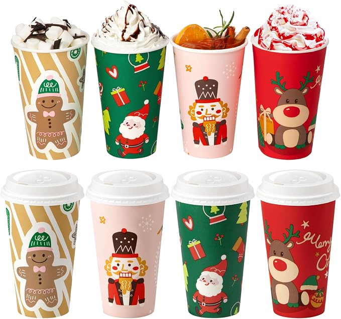 Fit Meal Prep 50 Pack 16 oz Christmas Disposable Coffee Cups by FMPBRANDS