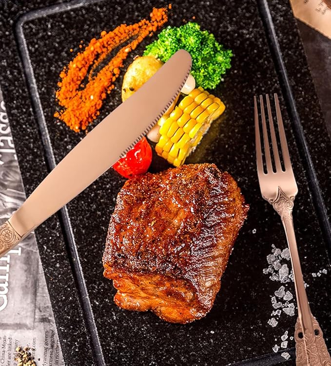 Vintage Colorful Silverware Flatware Set for 16, European Classic Style 64 Pieces Stainless Steel Tableware Cutlery Set,Fine Kitchen Utensils for Wedding Restaurant Hotel Christmas