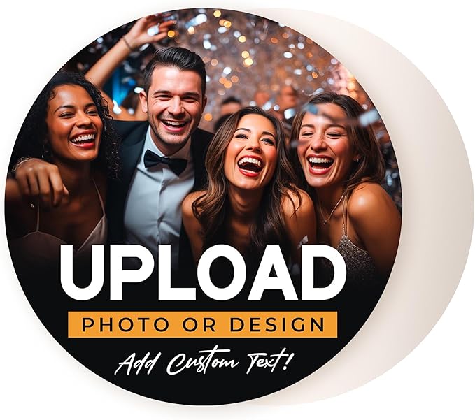 100-Pack, Personalized Drink Coasters, Custom Cardboard Coasters with Photo and Text, Design Your Own Coaster for Events, Parties, Bars and Unique Gifts, 3.95" Round