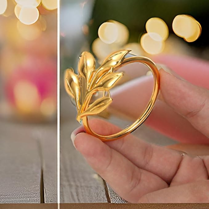 Set of 100 Leaf Napkin Rings Metal Gold Leaf Napkin Ring, Napkin Rings Bulk - Image 5