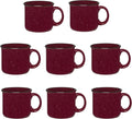 Set of 8 Ceramic Campfire Mugs – 15 Oz, Maroon – Coffee & Tea Cups by GiftsbyDesign