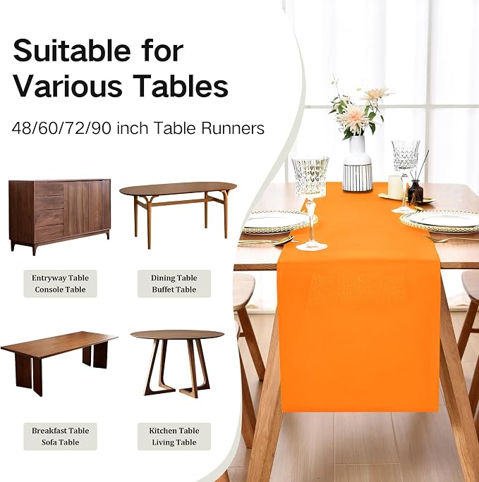 Farmhouse Orange Table Runner Dining Table Runners 72 Inches Long Coffee Table - Image 5