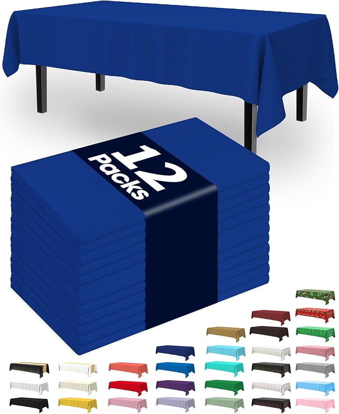 Pureegg Plastic Table Cloth Disposable 12 Pack, 54 x 108 Inch Table Cloths by Pureegg