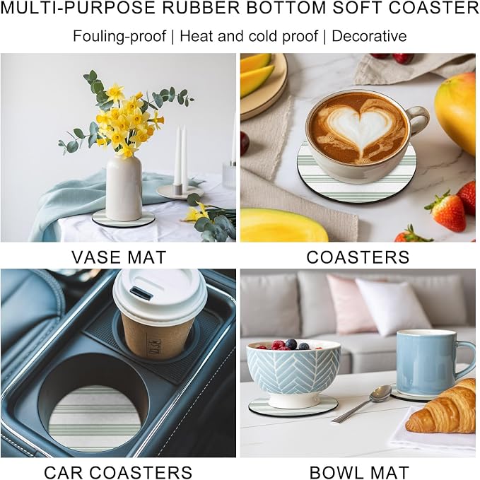 Modern Stripes Coasters Set of 6, Absorbent Coasters - Image 6