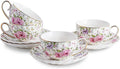 Agyiuns Tea Cup and Saucers, 6.4oz Floral Tea Cups by Agyiuns