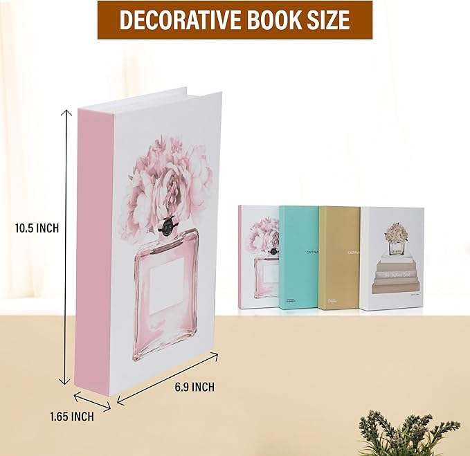 Blush Large | 4 PCS Faux Decorative Books for Home Decor | Not Real Books (Cardboard Boxes) | Coffee Table, Bookshelf & Shelf Styling Display Props for Living Room, Office