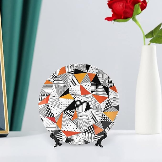 Ceramic Display Plate, Abstract Decor Ceramic Hanging Decorative Plate, Fashionable Polygonal Artwork Panes Craft Projects, 8 Inch, Household Custom Ceramic Plate, Multy