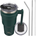 Konokyo 40 oz Tumbler with Handle and Straw, Insulated Travel Mug | Army Green; by Konokyo