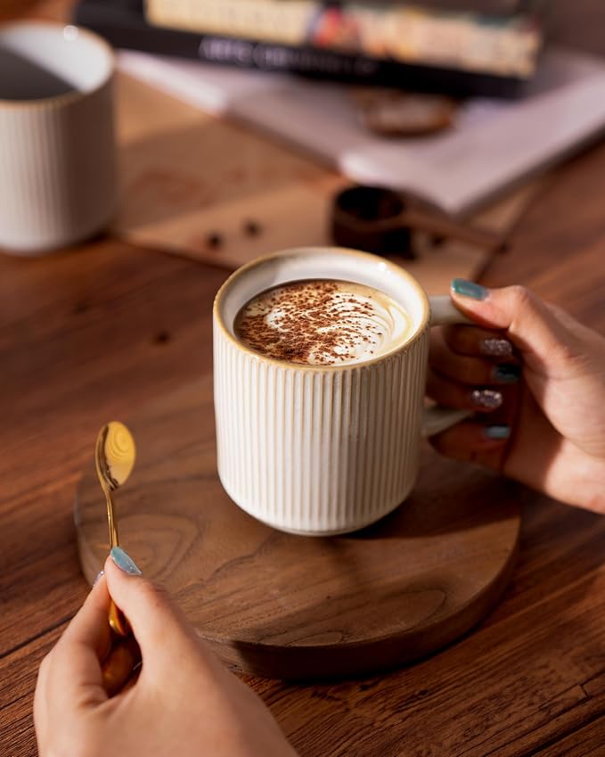 famiware Coffee Mug Set for 4, Star 12 oz Catering Mugs Cup Set - Image 4