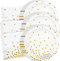 NatNarr 25 Set White Gold Plates and Napkins Set, 6.5" Napkins, Party Plates by NatNarr