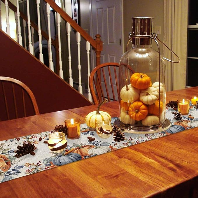 Fall Thanksgiving Table Runners 60 Inches Long, Cotton Linen Fabric Autumn - Image 4