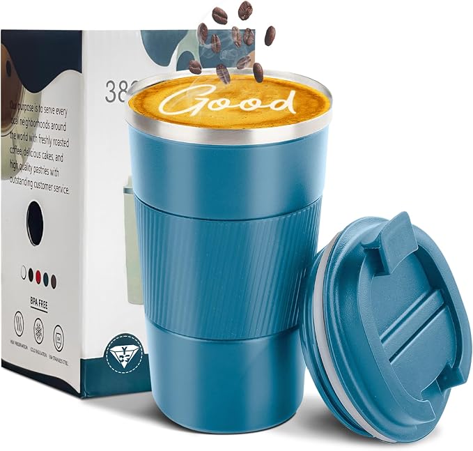 Insulated Travel Coffee Mug, Stainless Steel Coffee Cup by YINBAOGE