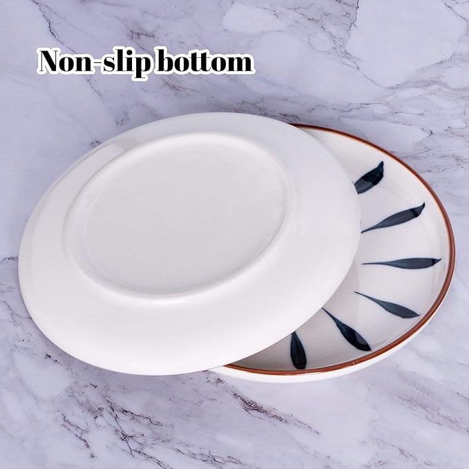 Aquiver 6'' Ceramic Dessert Plates - Color Painted Porcelain Appetizer Plates - Tea Party Small Serving Plates for Cake, Pie, Snacks, Ice Cream, Side Dish, Waffles - Set of 6 (3 Colors)