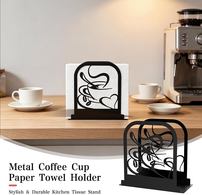 Modern Standing Napkin Holder for table, Coffee time Theme Style Napkin Holder - Image 2