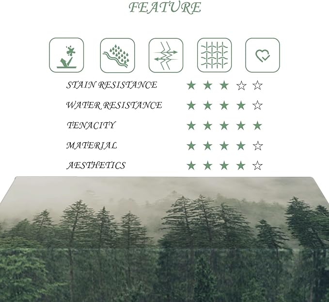 52x70 Inch Nature Scenery Rectangular Tablecloth Foggy Wild Forest Mysterious Secret Realm Table Cloth Waterproof Durable Table Cover for Home Game Room Banquet Picnic Outdoor BBQ Decor