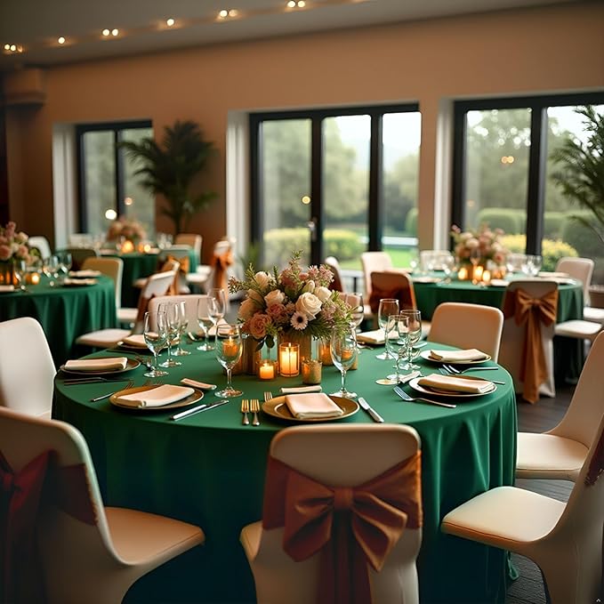 8 Pack Hunter Green Table Cloth 60 x 102 Inch Rectangular Dark Green Tablecloth for 6 Foot Rectangle Tables, Wrinkle Resistant Washable Rectangle Fabric Table Covers for Wedding Party Banquet Buffet