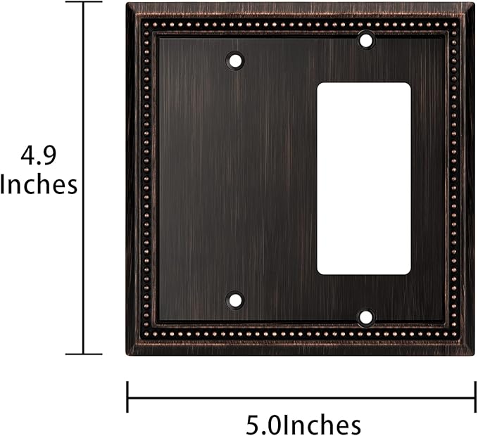 Henne Bery Sunken Pearls Heavy Duty Decorative Wall Plate Switch Plate Outlet Cover (Blank/Decorator, Aged Bronze)