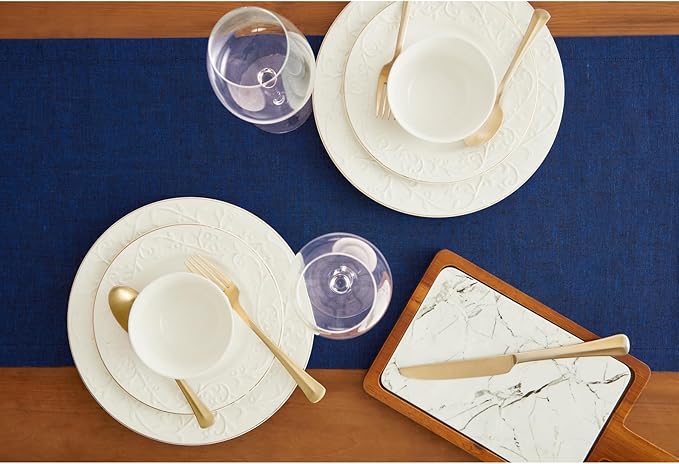 Solino Home Linen Royal Blue Table Runner 108 Inches Long - Athena, 100% Pure Linen 14 x 108 Inch Table Runner