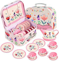 Tea Party Set for Little Girls, Pretend Tin Teapot Set by FairyToona