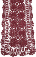 Cotton Handmade Crochet Lace Table Runner Wine Red Rectangle Coffee Table by KEPSWET