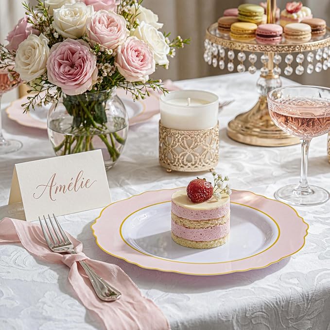 60pcs Pink Dessert Plates - Image 7