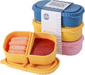 3 Pack Silicone Reusable Snack Containers - 8 oz Double Compartment Snackle Box by LOROTOCO