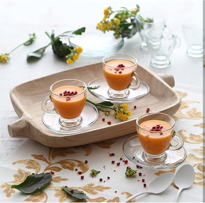 Espresso Cups with Saucers and Spoons Set of 6, Glass Demitasse Cups - Image 8