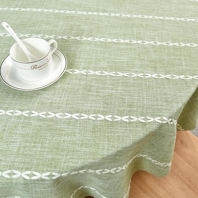 Zobesta Sage Green Table Cloth Round Tablecloth 53 Inch, Cotton Linen Tablecloth Round Dining Table Cove for Party, Holiday, Picnic, Dining, Outdoor,Fall