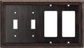 Henne Bery Sunken Pearls Decorative Wall Plate Switch Plate Outlet Cover (Double Toggle/Double Decorator, Aged Bronze)