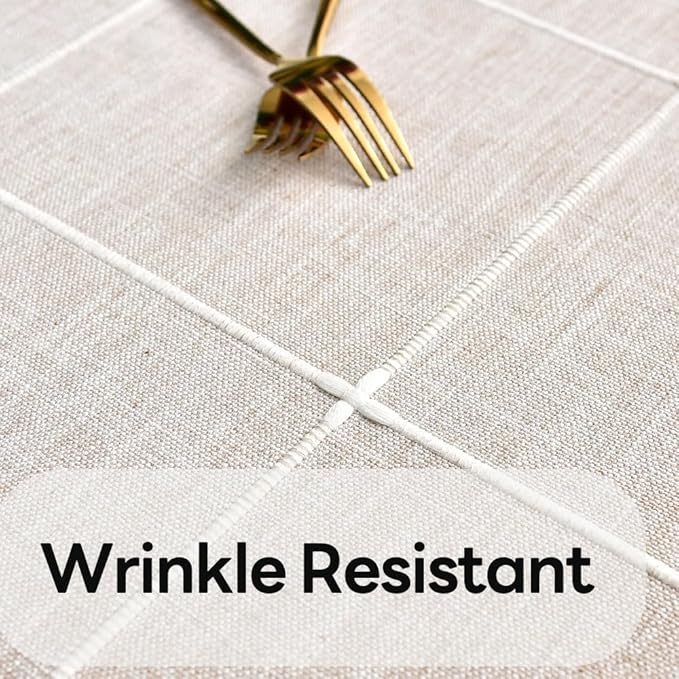 Heavy Duty Cotton Table Cloth for Square Table Farmhouse Vintage Tablecloth Washable Rustic Table Cover (Linen, 52''x52'')