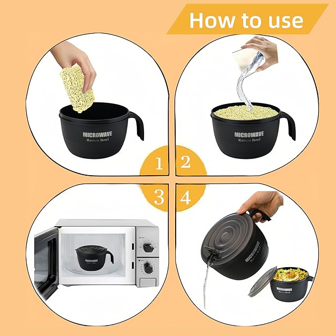 Layron Large Ramen Bowl, Ramen Noodle Bowls Microwavable 45 oz, Ramen Cooker - Image 6