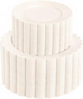 100pcs Ivory Plastic Plates Fancy Scalloped Plates by supernal