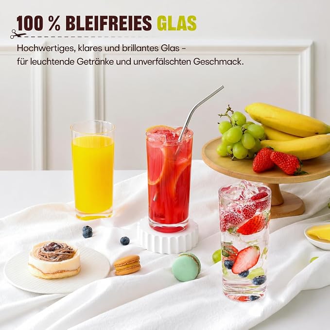 Highball Glasses Set of 12, 16oz Tall Drinking Glasses, Water Glass - Image 2