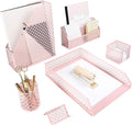 BLU MONACO Pink Desk Organizer Set | 6-Piece Metal Desktop Accessories | Mail by Blu_Monaco