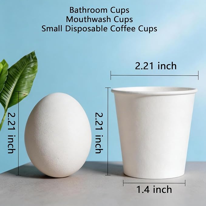 MOUMOULIFE Disposable Paper Coffee Cups 3 oz 100 Count, Bathroom Mouthwash Cups - Image 3