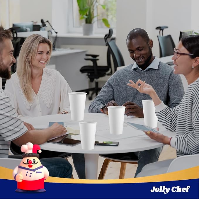 JOLLY CHEF 1000 Pack Disposable Paper Coffee Cups 16 oz | Hot Beverage Paper - Image 6