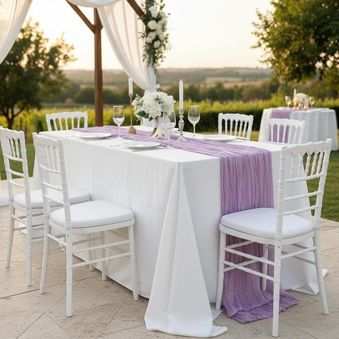 3 Pack Lilac Purple Cheesecloth Table Runner 120 Inch Boho Wedding Decor | - Image 8